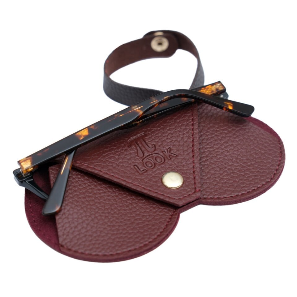 PiLook Modern Tasarım Bordo Gözlük Kılıfı